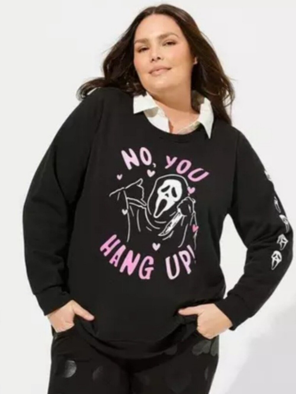 Ghost Face Sweatshirt Womans Sz XL Halloween